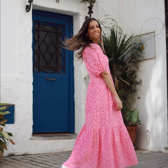 ZARA OPENWORK EMBROIDERED DRESS - Picture 9 of 16